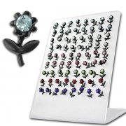 2 styles Blackline Flower w/ color gems Ear Studs w/ Display <b>($0.51/PAIR)</b>